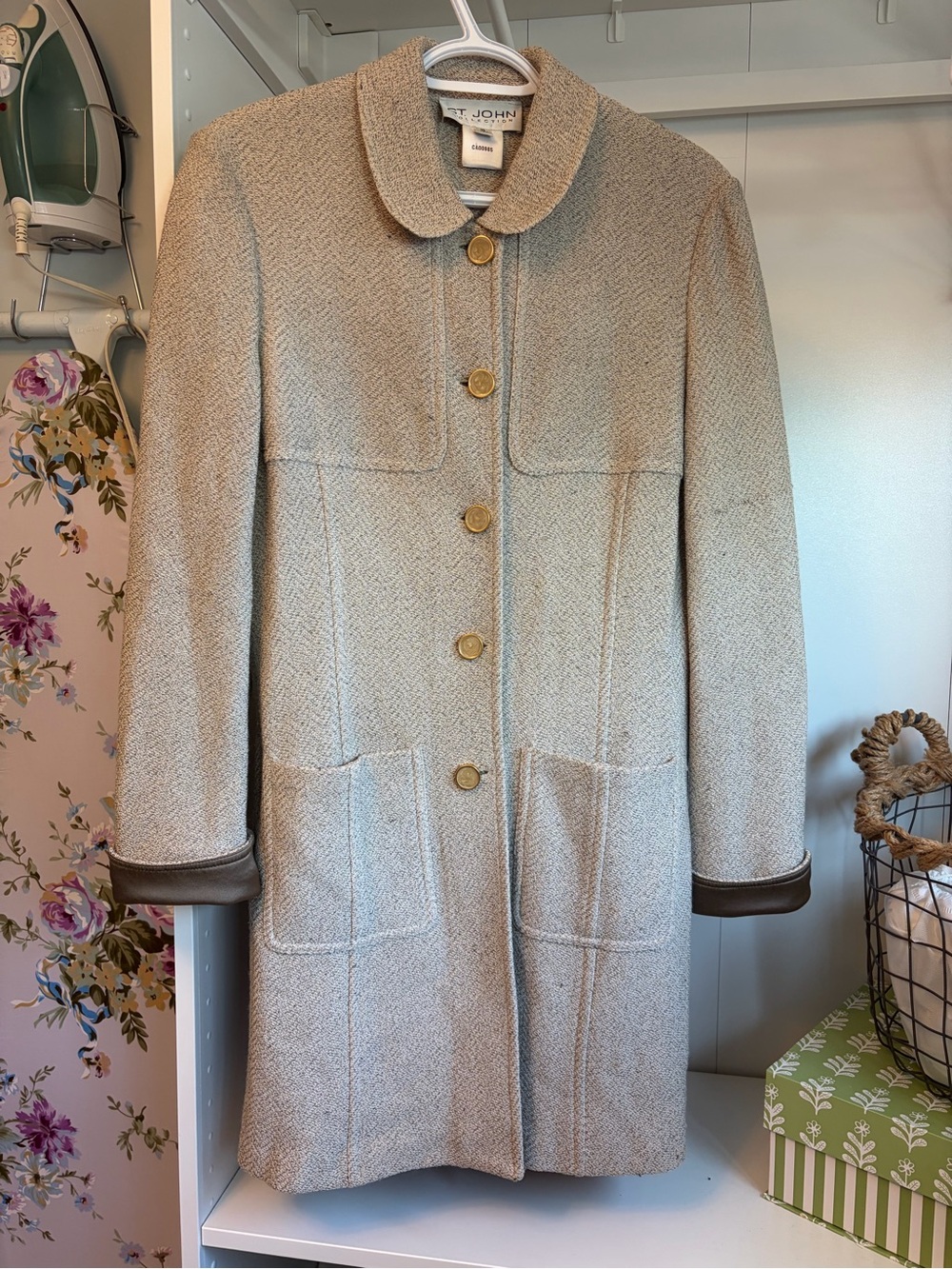 Vintage St. John Collection Wool-Rayon Knit Botton Front Pea Coat